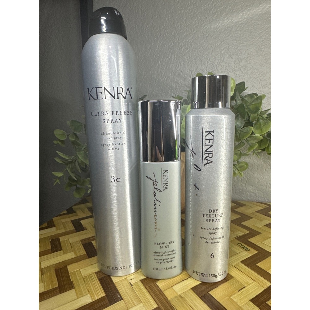 Kenra Hair Care Bundle Ultra Freeze Spray Blow-Dry Mist Dry Texture Spray Set